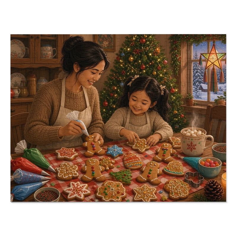Christmas Cookies Decorating Table Jigsaw Puzzle, Mom and Daughter Gingerbread, Tin Box (252 Pieces) Christmas Cookies Decorating Table Jigsaw Puzzle, Mom and Daughter Gingerbread, Tin Box (252 Pieces)