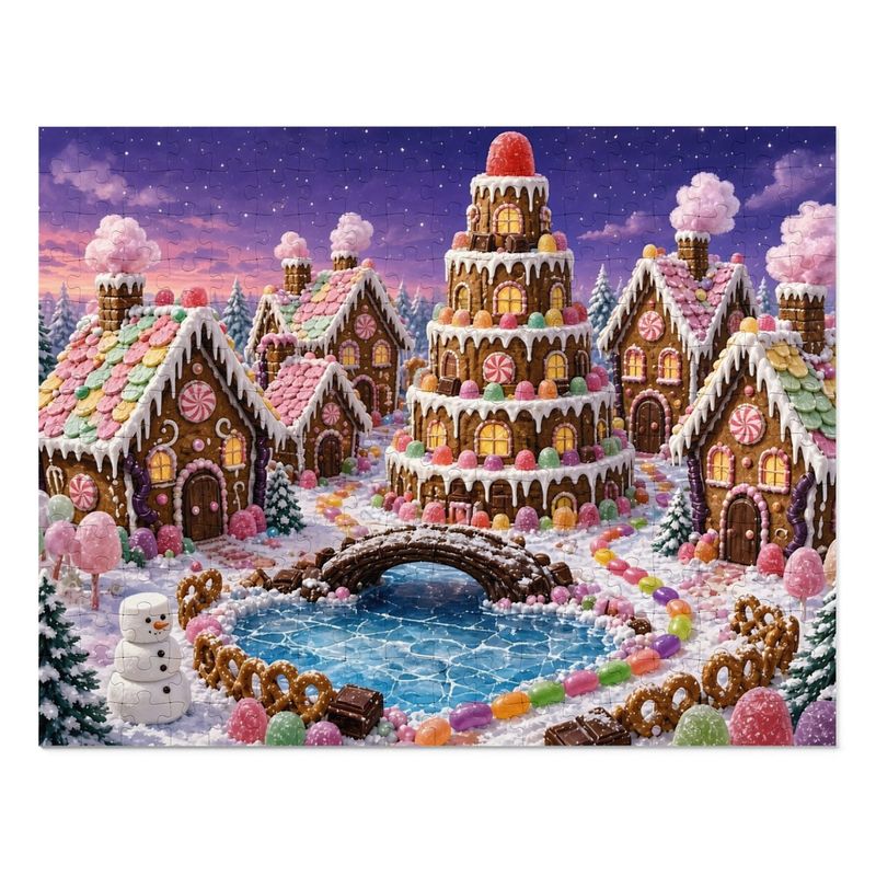 Christmas Cookies Gingerbread Village Jigsaw Puzzle, Candy Christmas Town, Tin Box (252 Pieces) Christmas Cookies Gingerbread Village Jigsaw Puzzle, Candy Christmas Town, Tin Box (252 Pieces)