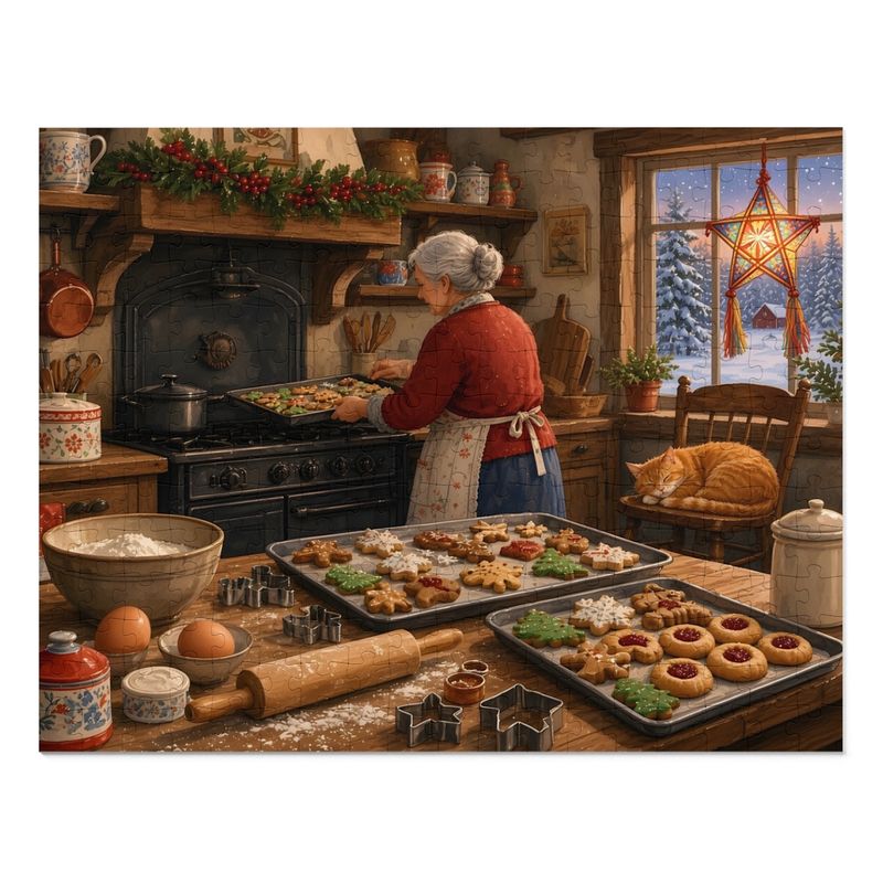Christmas Cookies Grandma's Baking Day Jigsaw Puzzle, Farmhouse Kitchen Christmas, Tin Box (252 Pieces) Christmas Cookies Grandma's Baking Day Jigsaw Puzzle, Farmhouse Kitchen Christmas, Tin Box (252 Pieces)