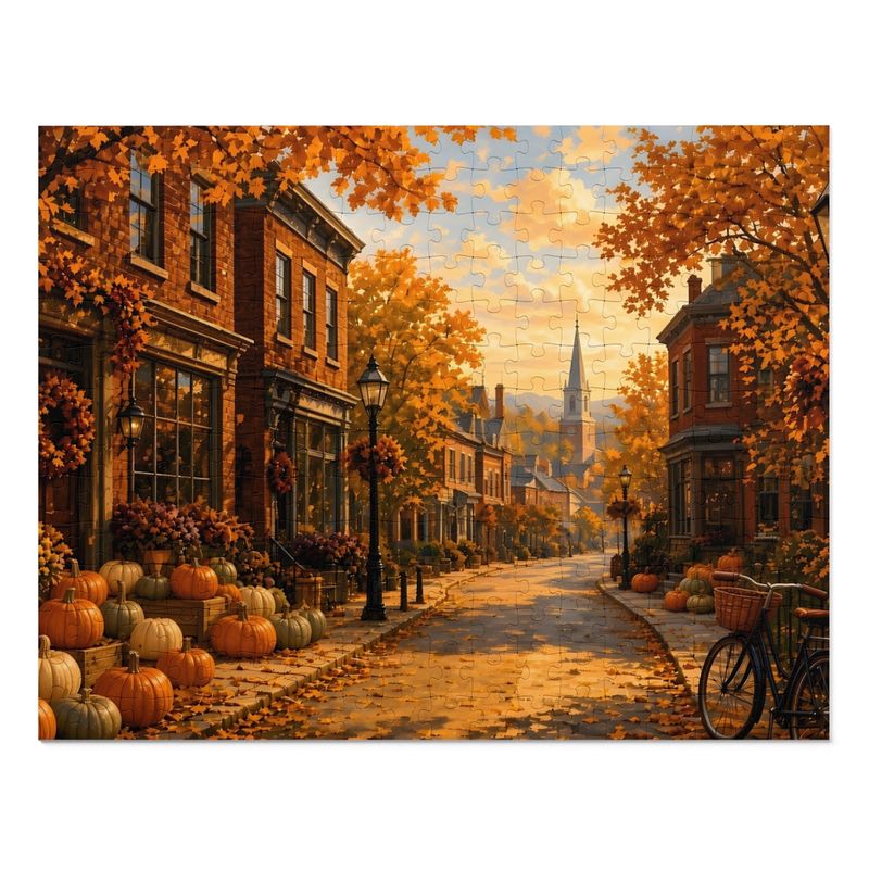 Cozy Cottage Seasons Autumn Main Street Jigsaw Puzzle, Small Town, Tin Box (252 Pieces) Cozy Cottage Seasons Autumn Main Street Jigsaw Puzzle, Small Town, Tin Box (252 Pieces)