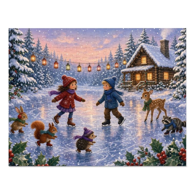 Cozy Cottage Seasons Ice Skating Pond Jigsaw Puzzle, Winter Woodland Friends, Tin Box (252 Pieces) Cozy Cottage Seasons Ice Skating Pond Jigsaw Puzzle, Winter Woodland Friends, Tin Box (252 Pieces)