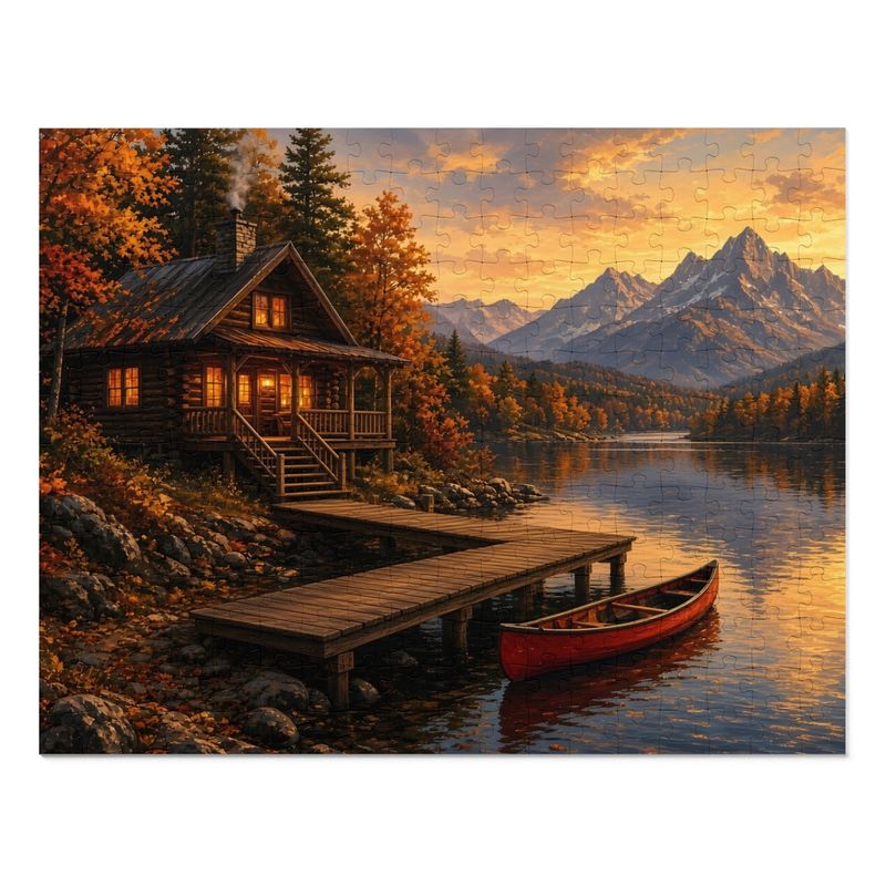 Cozy Cottage Seasons Lakeside Cabin Jigsaw Puzzle, Mountain Lake, Tin Box (252 Pieces) Cozy Cottage Seasons Lakeside Cabin Jigsaw Puzzle, Mountain Lake, Tin Box (252 Pieces)