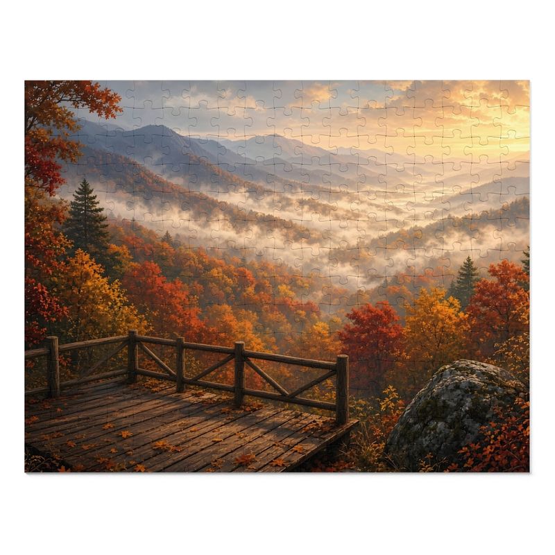 Cozy Cottage Seasons Mountain Overlook Jigsaw Puzzle, Misty Valley, Tin Box (252 Pieces) Cozy Cottage Seasons Mountain Overlook Jigsaw Puzzle, Misty Valley, Tin Box (252 Pieces)