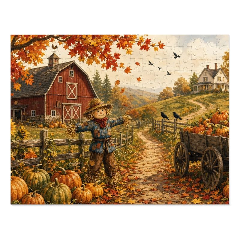 Cozy Cottage Seasons Pumpkin Patch Lane Jigsaw Puzzle, Scarecrow Farm, Tin Box (252 Pieces) Cozy Cottage Seasons Pumpkin Patch Lane Jigsaw Puzzle, Scarecrow Farm, Tin Box (252 Pieces)
