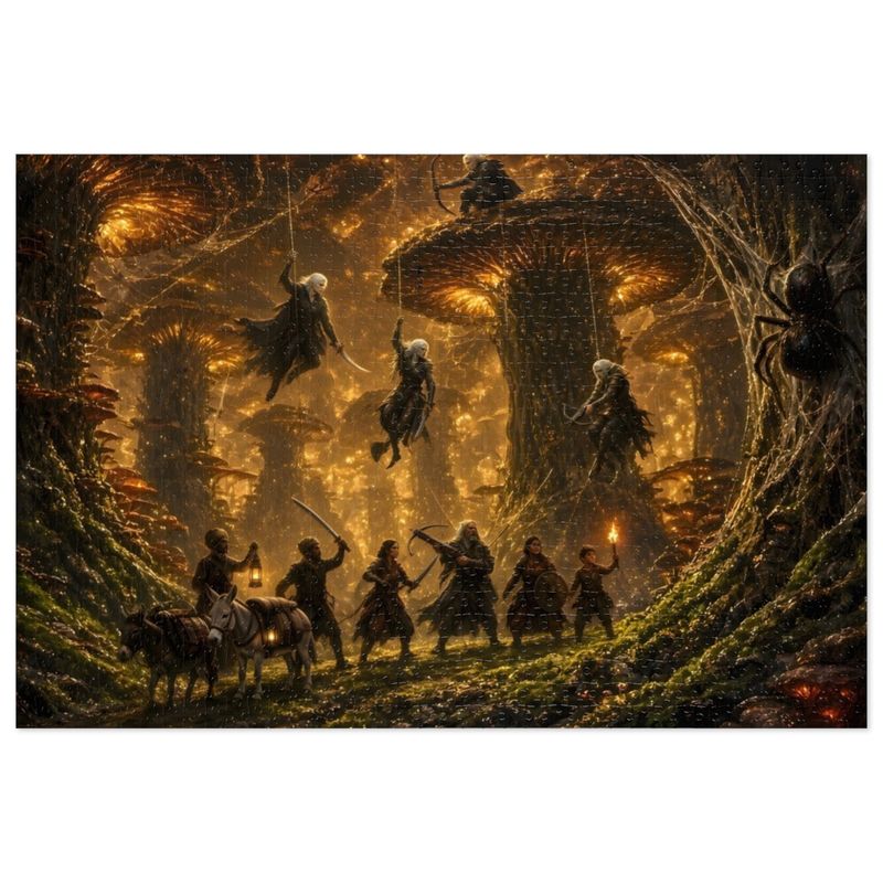 Dark Elf Ambush Fantasy Jigsaw Puzzle in Tin, 1000 or 500 Pieces, Giant Mushroom Forest Spider Puzzle Gift Dark Elf Ambush Fantasy Jigsaw Puzzle in Tin, 1000 or 500 Pieces, Giant Mushroom Forest Spider Puzzle Gift