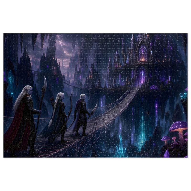 Dark Elf City Fantasy Jigsaw Puzzle in Tin, 1000 or 500 Pieces, Underground Cavern Castle Puzzle Gift Dark Elf City Fantasy Jigsaw Puzzle in Tin, 1000 or 500 Pieces, Underground Cavern Castle Puzzle Gift