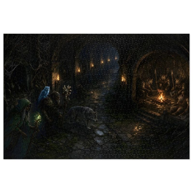 Druid Dungeon Fantasy Jigsaw Puzzle in Tin, 1000 or 500 Pieces, Wolf Companion Gnoll Lair Puzzle Gift Druid Dungeon Fantasy Jigsaw Puzzle in Tin, 1000 or 500 Pieces, Wolf Companion Gnoll Lair Puzzle Gift