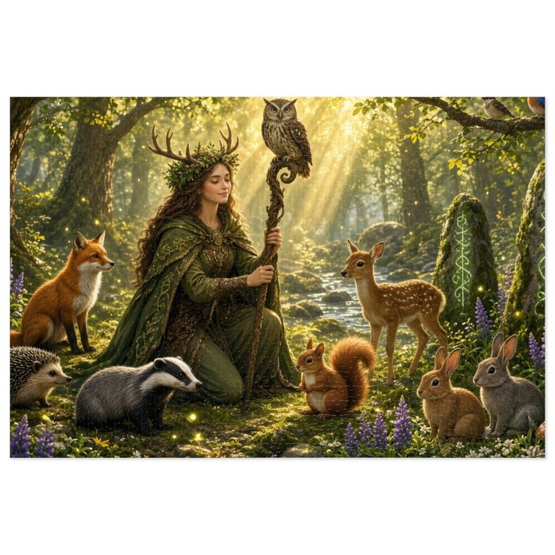 Druid Fantasy Jigsaw Puzzle, Enchanted Forest Animals, 1000 or 500 Pieces (Tin Box) Druid Fantasy Jigsaw Puzzle, Enchanted Forest Animals, 1000 or 500 Pieces (Tin Box)