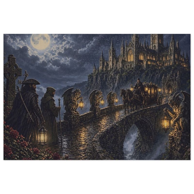 Gargoyle Bridge and Old Abbey Gothic Fantasy Jigsaw Puzzle in Tin, 1000 or 500 Pieces, Gargoyles and Grimoires RPG Gift Gargoyle Bridge and Old Abbey Gothic Fantasy Jigsaw Puzzle in Tin, 1000 or 500 Pieces, Gargoyles and Grimoires RPG Gift