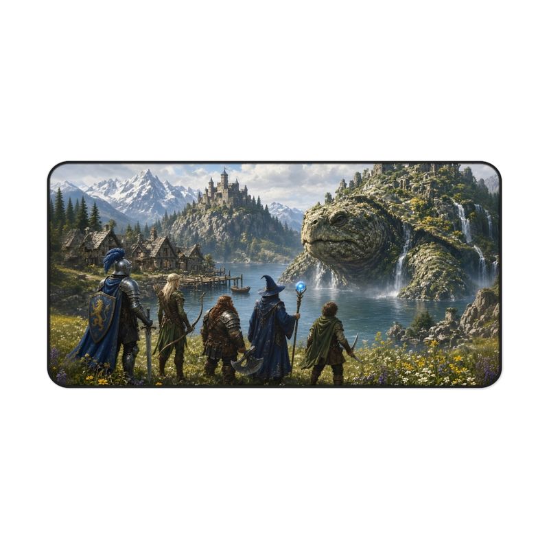 Giant Turtle Fantasy Desk Mat, Large Gaming Mouse Pad, 16x32 RPG Desk Pad, Tabletop Gamer Gift Giant Turtle Fantasy Desk Mat, Large Gaming Mouse Pad, 16x32 RPG Desk Pad, Tabletop Gamer Gift