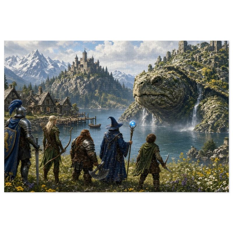 Giant Turtle Fantasy Jigsaw Puzzle in Tin, 1000 or 500 Pieces, Myth & Monster Adventure Puzzle Gift Giant Turtle Fantasy Jigsaw Puzzle in Tin, 1000 or 500 Pieces, Myth & Monster Adventure Puzzle Gift