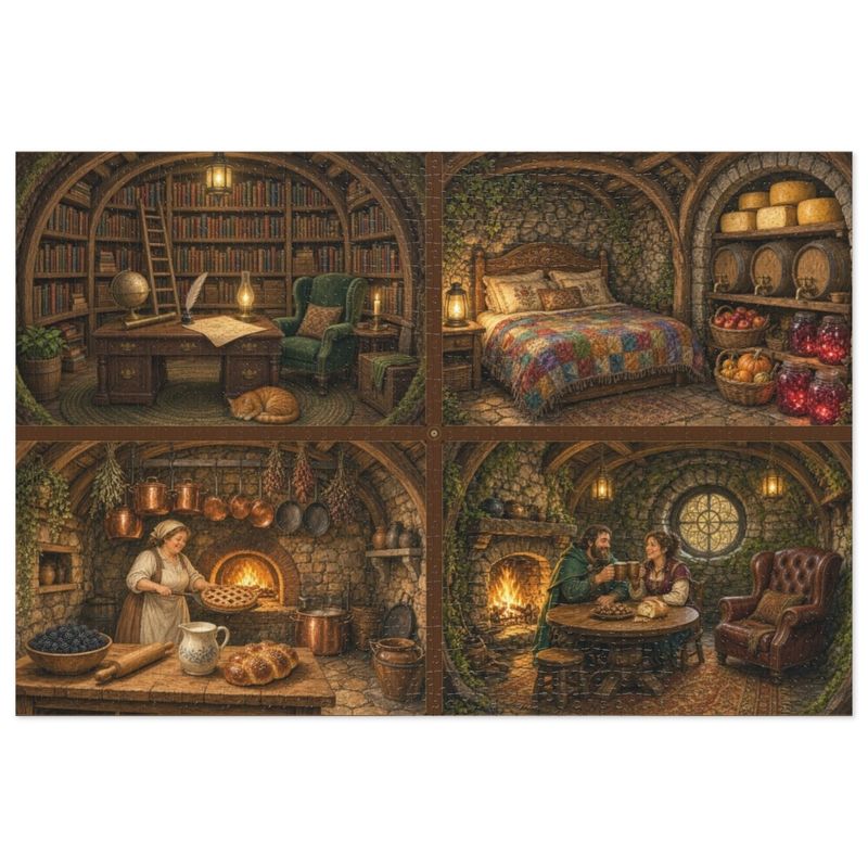 Inside the Hillside Burrow Inn - Storybook Cutaway Jigsaw Puzzle in Gift Tin, 1000 or 500 Pieces, Cozy Cross Section Gift Inside the Hillside Burrow Inn - Storybook Cutaway Jigsaw Puzzle in Gift Tin, 1000 or 500 Pieces, Cozy Cross Section Gift