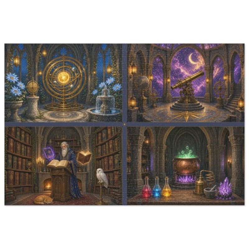 Inside the Wizard's Astral Tower - Fantasy Cutaway Jigsaw Puzzle in Gift Tin, 1000 or 500 Pieces, Magic RPG Gift Inside the Wizard's Astral Tower - Fantasy Cutaway Jigsaw Puzzle in Gift Tin, 1000 or 500 Pieces, Magic RPG Gift