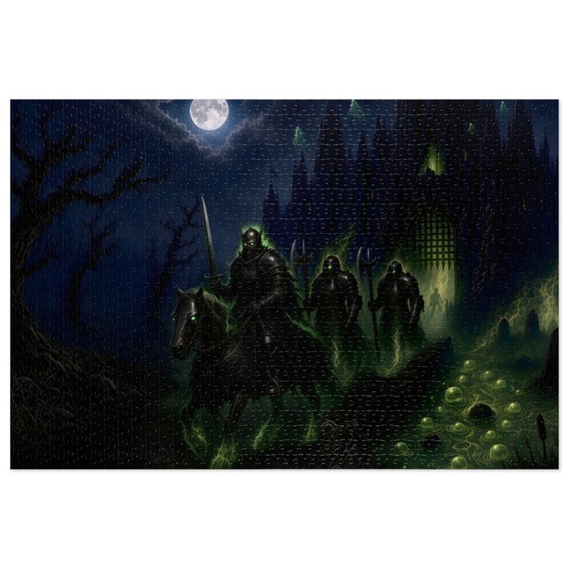 Moonlit Moat Fantasy Jigsaw Puzzle in Tin, 1000 or 500 Pieces, Undead Knight Gothic Castle Puzzle Gift Moonlit Moat Fantasy Jigsaw Puzzle in Tin, 1000 or 500 Pieces, Undead Knight Gothic Castle Puzzle Gift
