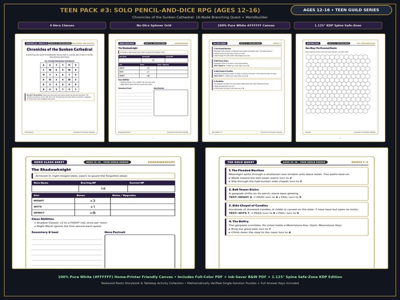 Solo Tabletop RPG Printable Gamebook and Dungeon Worldbuilder Kit, Ages 12-16 Screen-Free Pencil & Dice Quest PDF Solo Tabletop RPG Printable Gamebook and Dungeon Worldbuilder Kit, Ages 12-16 Screen-Free Pencil & Dice Quest PDF