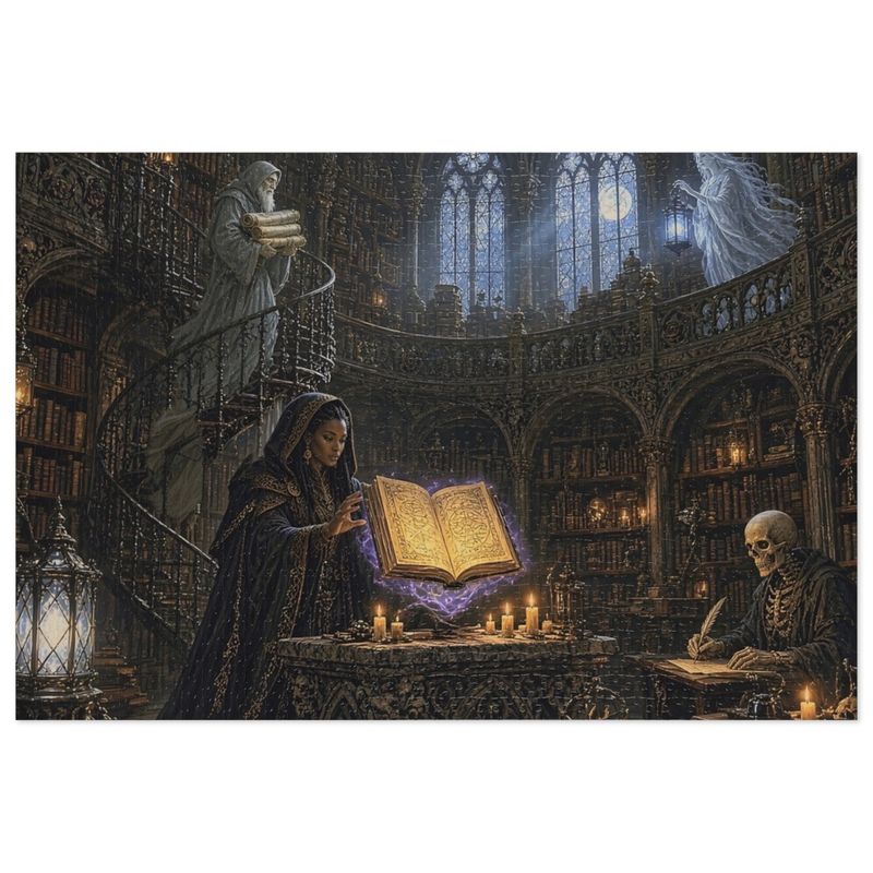 The Ossuary Library Gothic Fantasy Jigsaw Puzzle in Tin, 1000 or 500 Pieces, Gargoyles and Grimoires Dark Academia RPG Gift The Ossuary Library Gothic Fantasy Jigsaw Puzzle in Tin, 1000 or 500 Pieces, Gargoyles and Grimoires Dark Academia RPG Gift